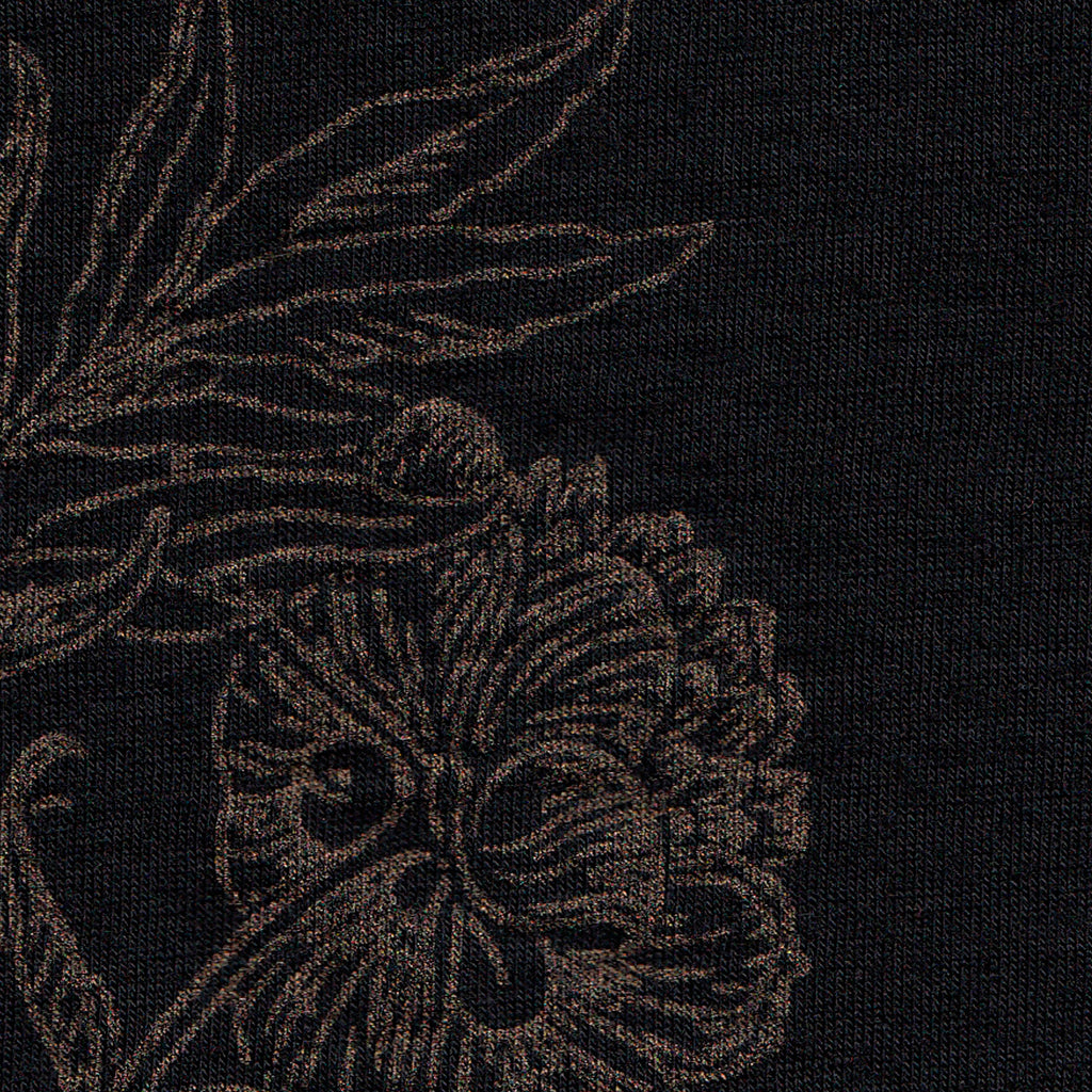 Black peony printed merino fingerless gloves