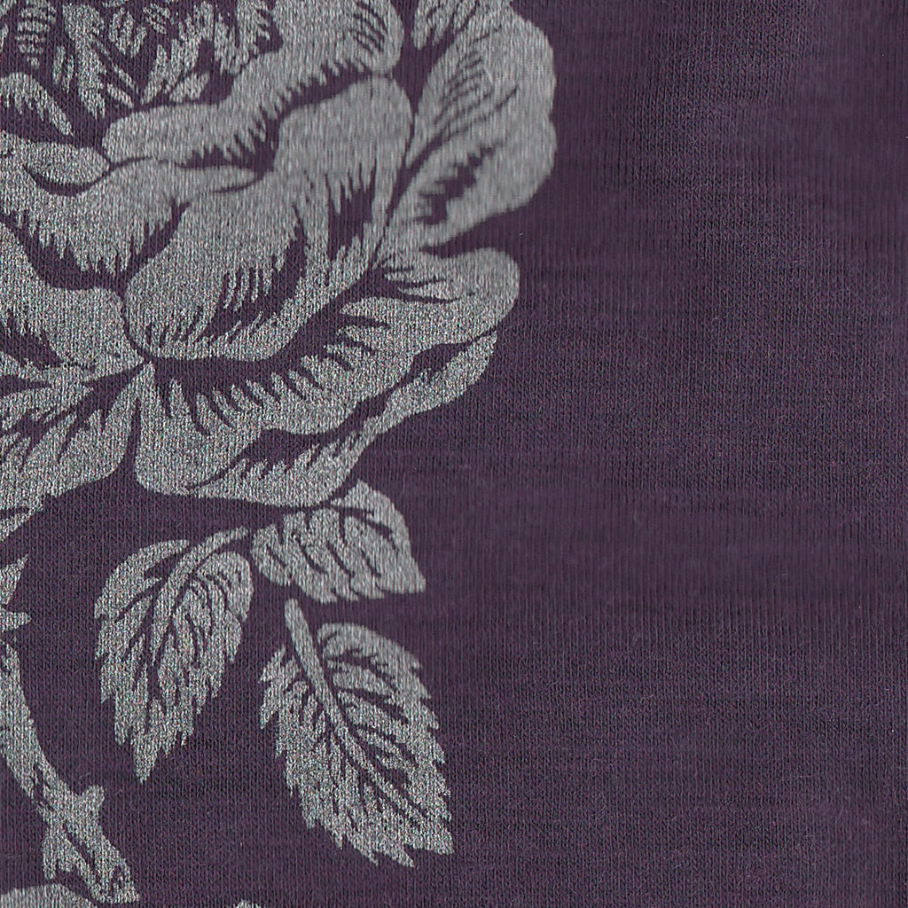 Purple rose print merino fingerless gloves