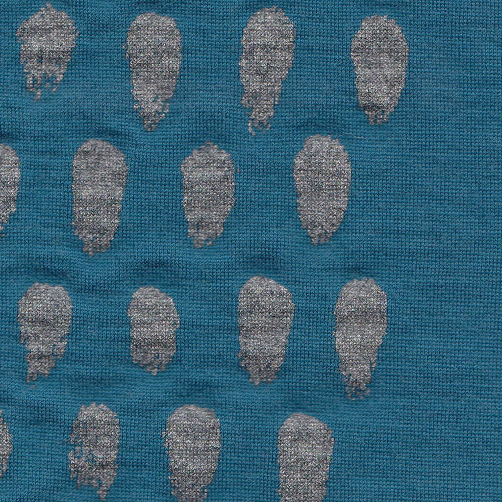 teal polka dot print merino fingerless gloves