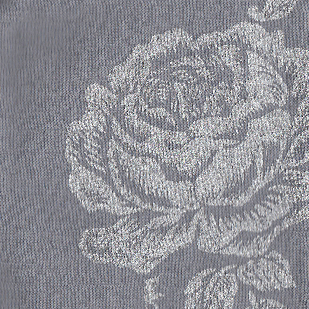 Silver rose print merino fingerless gloves