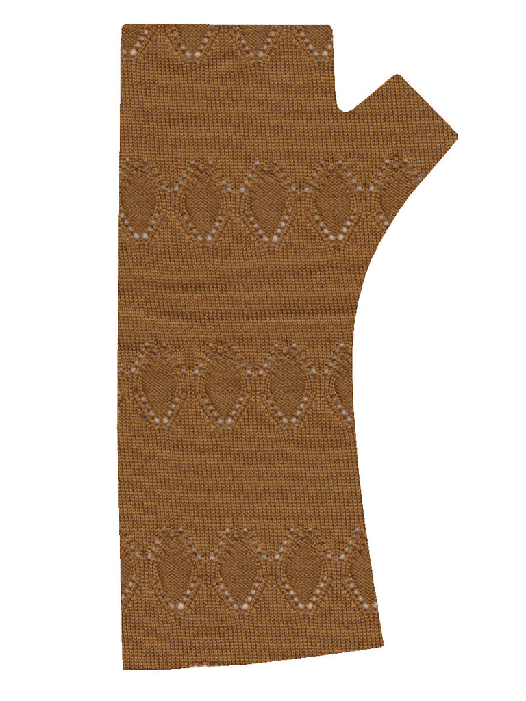 Mustard marquise knit merino fingerless gloves