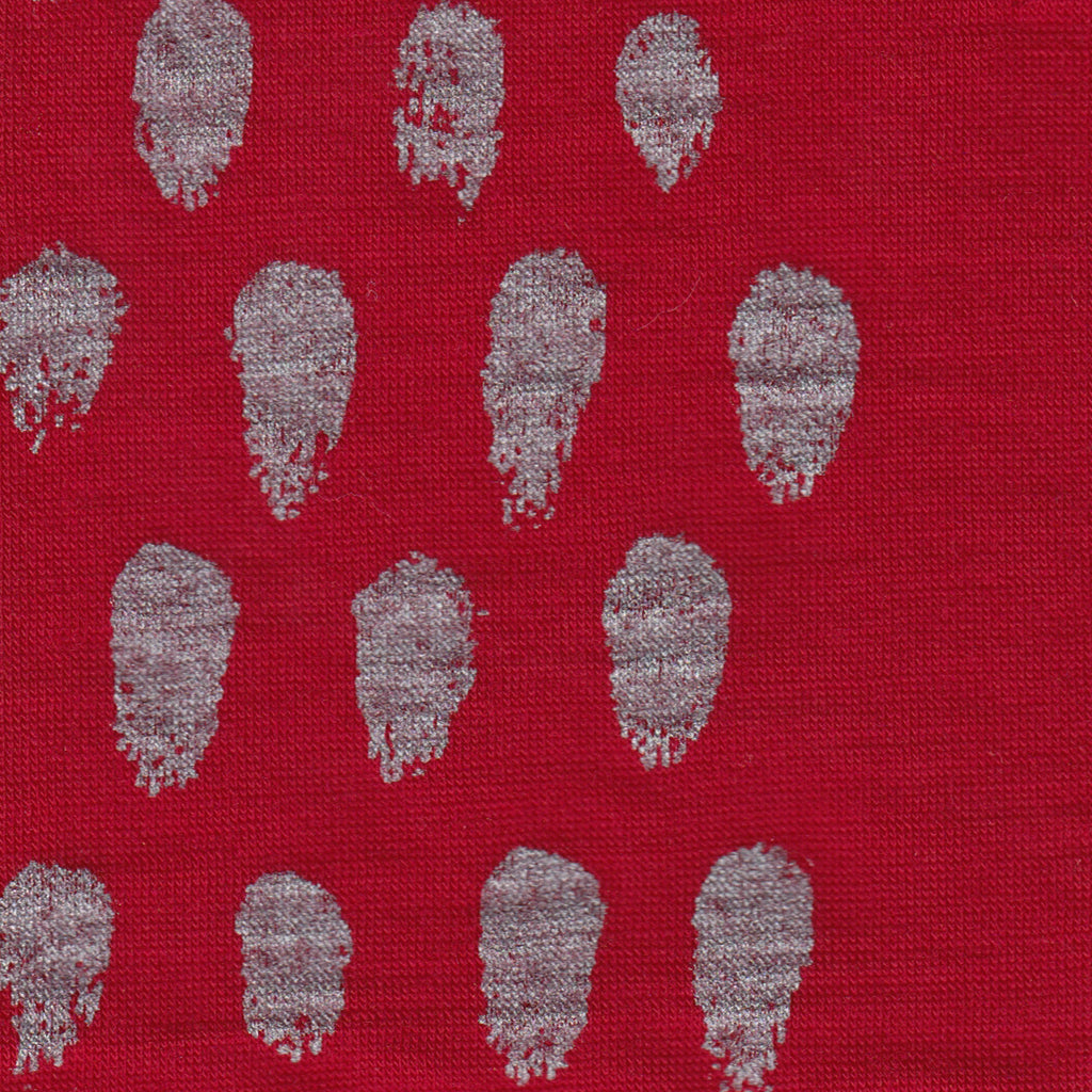 Red polka dot print merino fingerless gloves